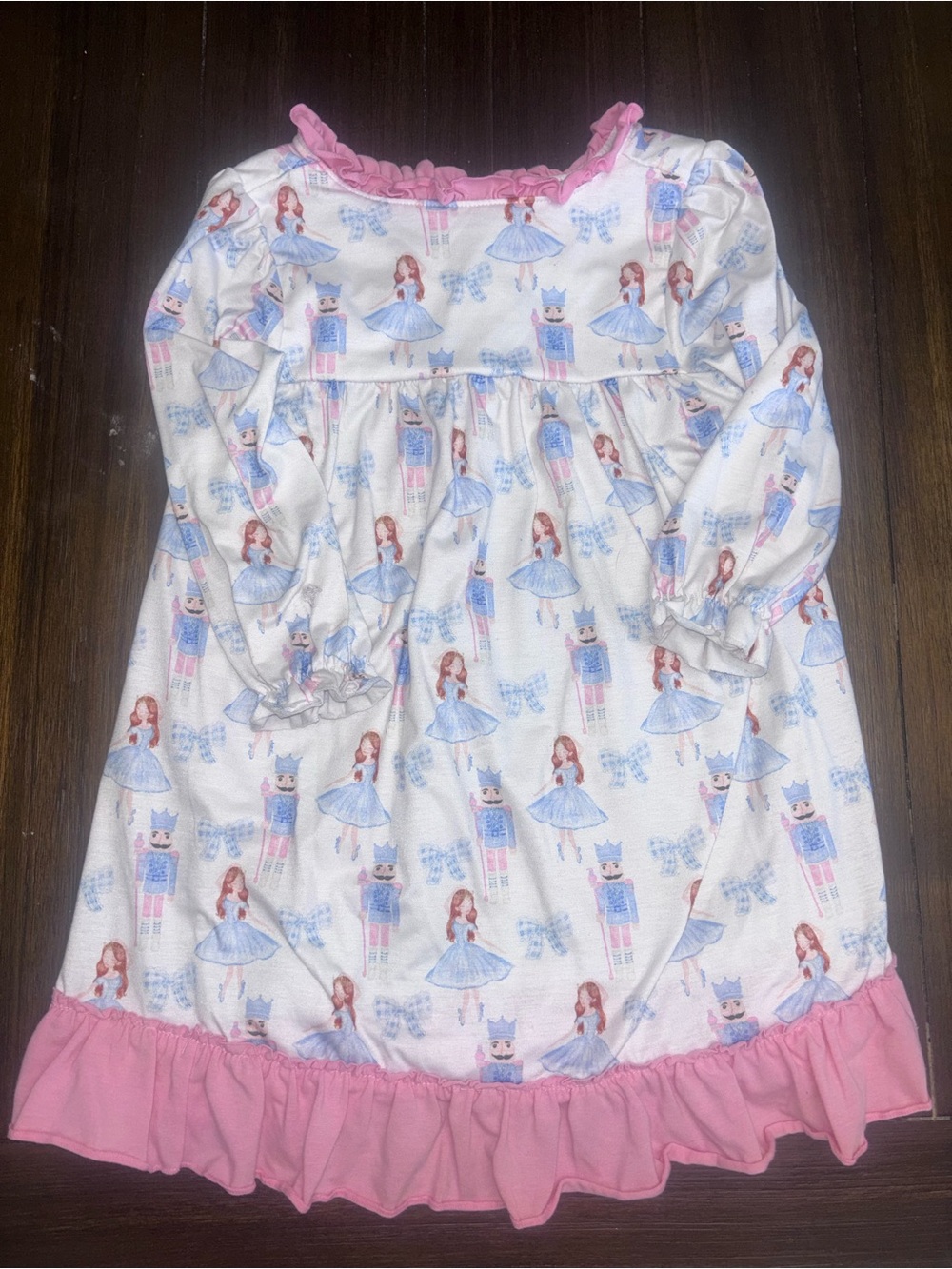 Girls Nutcracker Ballerina Nightgown with Pink Trim